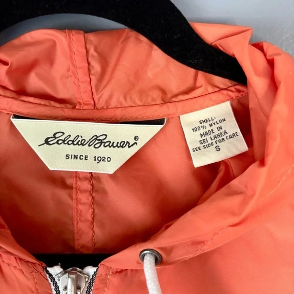 Eddie Bauer Small Lightweight Windbreaker Full Zip Jacket Orange - Picture 4 of 4